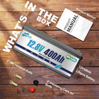 12V 400Ah LiFepo4 Battery, Rechargeable Lithium Batteries with 200A BMS, UP to 5000+ Deep Cycles, Perfect for Boat, Marine, RV, Solar, Trolling Motor