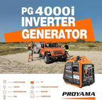 PROYAMA 4000W Portable Gas Inverter Generator, CO Sensor, Digital Interface, RV - Ready, LED Light, ECO - Mode, Parallel Capable, Low Oil Shutoff, Super Quiet and Lightweight with Weatherproof Cover
