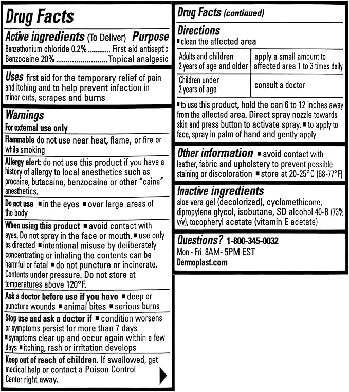 Dermoplast First Aid Spray, Analgesic & Antiseptic Spray for Wounds, Minor Cuts, Scrapes and Burns, Wound Care, 2.75 Ounce (Packaging May Vary)