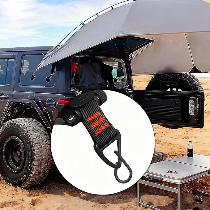 Heavy Duty Suction Cup Hooks (2-Pack) - Strong Suction Cups for Car Awning, RV & SUV Tent - Window Hooks for Camper Accessories, Car Camping Essentials & Home Use