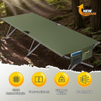 Oversized Camping Cot for Adults - Non-Assemble Folding Camping Bed Extra Wide for Outdoor, Support up to 6.9ft or 450lbs, with Storager Bag, 82” L x 32” W(Green)
