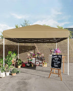 10x10FT Pop Up Canopy, Outdoor Canopy Tent with SandBag & Carry Bag for Commercial Events, Camping, Backyard Parties, Khaki