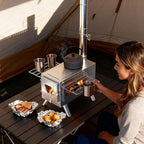 PYY Sauna Wood Stove - Upgraded Side-Window Sauna Stove Wood Burning For Outdoor, 2-In-1 Foldable Portable Sauna Stoves For Camping Tent, Dual Damper, Chimney Pipes, Stone Basket, For Sauna, Cooking