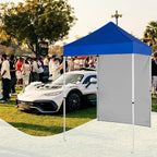 5x5 Pop Up Canopy Tent with One Sidewall, Instant Portable Beach Canopy, Outdoor Tent with Carry Bag for Camping, Sports, Tailgating, Events, Blue
