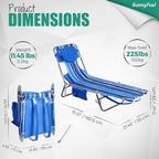 SUNNYFEEL Beach Lounge Chair, Backpack Reclining Beach Chairs Lay Flat, Sun Face Down Tanning Chair, Folding Camping Chairs Portable Camp Cot with Backpack Straps for Outdoor/Picnic/Lawn
