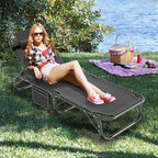 LILYPELLE Folding Outside Chaise Lounge Chair with Mattress, 5 Position Adjustable Patio Folding Lounge Chair Reclining Chairs Perfect for Outside, Sunbathing, Camping, Pool, Beach, Patio, Noble Gray