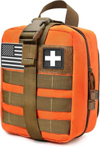 Molle medical pouches empty ifak tactical first aid bag emt med admin pouches edc rip away med kit bag (Orange)