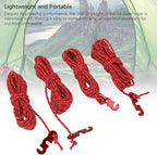 4 Pack Tent Guy Lines with Tensioners, 13ft Reflective Camping Rope, Adjustable Tent Tie Down Ropes for Canopy, Hiking, Backpacking, Outdoor Shelter
