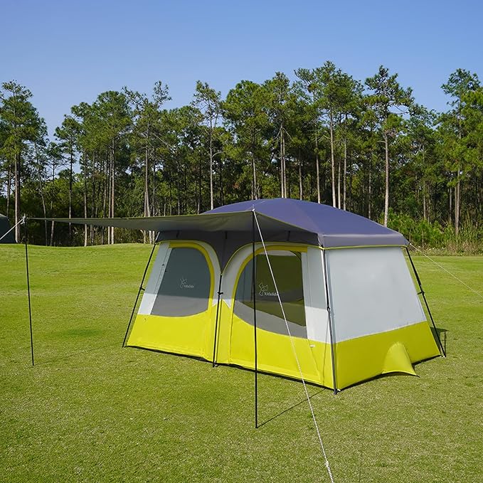 Vidalido Tents，3-4 Person Camping Tent with Extended Vestibule，Weather Resistant Family Tents with Breathable Mesh Windows，Easy Install Waterproof Outdoor Tent for Backpacking and Camping Hiking