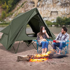 Tangkula 2 in 1 Tent Cot, 2-Person Portable Off-Ground Elevated Camping Tent with Cot, Removable Rainfly, Wheeled Bag, Stakes & Wind Ropes for Outdoor Hiking, Picnic, Travel