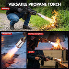Propane Torch Gun with One-Touch Max Fire, Kitchen Blow Torch for Sous Vide Searing Steak, Grill, Charcoal Starter, Campfire(Propane Tank Not Included)