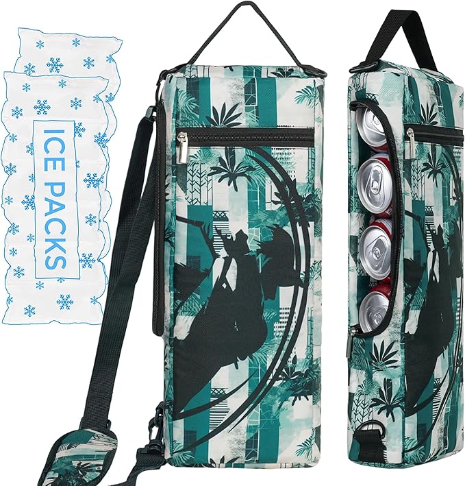 Golf Cooler Bag Plus Ice Pack Soft Sided Insulated Cooler Bag- Holds 6 Pack of Cans or 2 Wine Bottles - Grey Camo Golf Beer Sleeve Black Fits Discreetly in Golf Bags