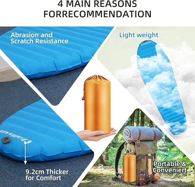 Ultralight Sleeping Pad for Camping, 74.8"x23.2" Camping Mat with Pump Sack Inflatable Sleeping Pads Compact for Camping Backpacking Hiking Traveling Tent