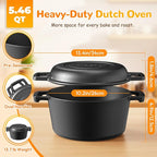 Cast Iron Dutch Oven for Bread Baking - Sourdough Starter Kit with Dutch Oven, Mitts, Banneton, Bread Sling & Baking Supplies, 5.46QT Pot with Lid for Sourdough Bread Baking, Frying, Braising & Camping