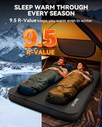 Hikenture 4" Thick Self Inflating Sleeping Pad, Foam & Air Camping Mattress, 9.5 R-Value Insulated Sleeping Mat, Portable All Season Camping Pad for Tent, Car, Cot, Truck