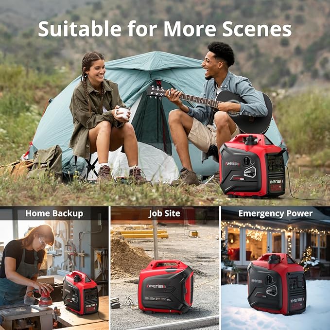 2500-Watt Gas Powered Portable Inverter Generator, CO Sensor, Super Quiet for Home Backup, Emergency, Camping, EPA Compliant