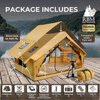 Inflatable Canvas Camping Tents with Stove Jack – Air Beam Blow Up Family Camping Tent for 2–6 People, Fast Setup Shelter with Hand Pump