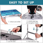 VILLEY Folding Camping Table 3FT, Adjustable Height Portable Aluminum Table with Handle, Lightweight Foldable Table for Outdoor Picnic BBQ Travel Camping Indoor Use