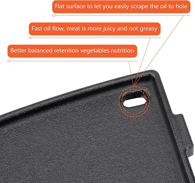 Q1200 Q1000 Griddle Replacement Parts for Weber Q1400, Q100, Q120, Q140 Series Gas Grills, 6558 Cast Iron Cooking Griddle Plate for Q100/1000 Series Gas Grills Accessories, 12.6 x 8.6 Inches