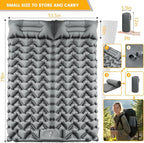Double Sleeping Pad for Camping, 4" Extra-Thick Ultralight Mat with Built-in Foot Pump & Pillow for Backpacking, Hiking, and Travel Tent, Car Camp Gear
