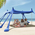 Gardentime Beach Tent Canopy with 8 Sandbags 4 Aluminum Poles, Pop Up Portable Camping Sun Shelter, Easy Set Up with 2 Sand Shovel, Ground Pegs, Carrying Bag for Outdoor Beach,Picnic, Fishing