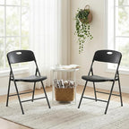 DUMOS 4 Pack Folding Chairs Heavy Duty with Ergonomic Back - Plastic Stackable Portable Dining Chiars Set, for Home and Office, Conference, Wedding, Party, Patio, Garden, for Indoor Outdoor, Black