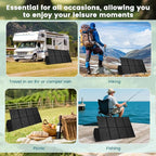 400W Portable Solar Panel, with 4-in-1 Connector and MC4 Output, IP65 Waterproof with Adjustable Stand, 400W Foldable Solar Panel for Power Station, RV, Off Grid Blackouts, 23% High Efficiency