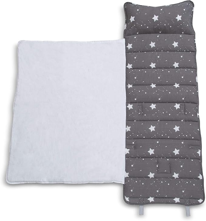 Delta Children Nap Mat - Includes Pillow & Blanket for Toddlers and Kids; Features Carry Handle w/Strap Closure and Name Tag; Rollup Design is Ideal for Preschool and Daycare; Personalization Optional