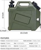 Camping Water Container, 2.5 Gallon Small(13.1x12x5.3in) Water Containers Jug, Truly No Leakage Water Storage, Green Water Tank,BPA Free Portable Emergency Water Can for Camping, Hiking
