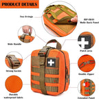 Molle medical pouches empty ifak tactical first aid bag emt med admin pouches edc rip away med kit bag (Orange)