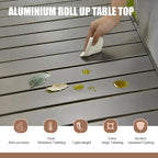 Portable Outdoor Camping Table, Oversize Aluminum Roll Up Lightweight Folding Table for Picnic, Barbecue, Beach, Tailgating, Party, Backyard, Indoor and Outdoor, Stable and Durable
