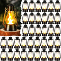 Ferraycle 36 Pcs Mini Lantern for Centerpiece Western Wedding Decor 4 Inch Camping Decorative with LED Candle Vintage Hanging Lantern Ornaments Bulk for Cowboy Cowgirl Xmas Party Decoration (Black)