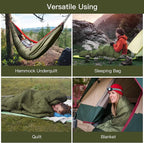 Night Cat Hammock Underquilts Sleeping Bag Single Insulated Under Blanket for Hammock 4 Seasons Lightweight Soft Warm 5-20℃ 8x3.6ft Army Green
