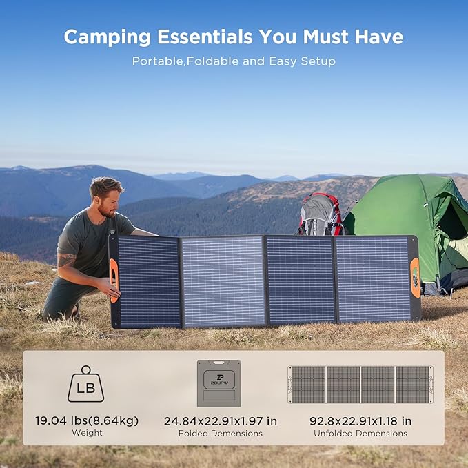 220W Portable Solar Panel for Power Station,23.5% Efffciency Mono Foldable Solar Charger for Jackery 1000 V2/EcoFlow Delta/Bluetti/Anker Solix,IP67 Waterproof for RV Camping Home Backup