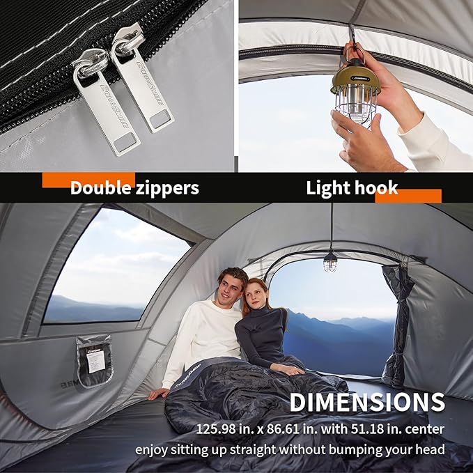 EchoSmile Instant Pop Up Camping Tent, 2/4/6 Person, Easy Setup Tent, Water Resistant Dome, Portable with Carry Bag