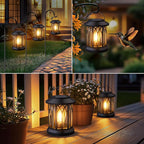 Hanging Solar Lanterns Outdoor Waterproof - 2 Pack Lanterns Decorative Outdoor Patio Decor with Clip Solar Lantern for Outside - Outdoor Lanterns for Patio Garden Waterproof Gifts for Women Mom Family