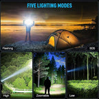 Headlamp 5000 LUMENS LED Rechargeable Head Lamps, Zoomable Headlight with 5 Modes & IPX7 Waterproof, 120° Adjustable Head Lights for Forehead for Outdoor, Camping, Hard Hat, Hunting,Fathers Day Gift