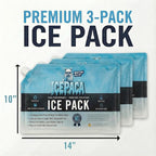 Ice Pack for Coolers, (3 Pack) High Performance, Reusable Long-Lasting Cold Pack for Lunch Boxes, Camping, Travel & Marine Use – Non-Toxic, Leakproof, No Watery Mess
