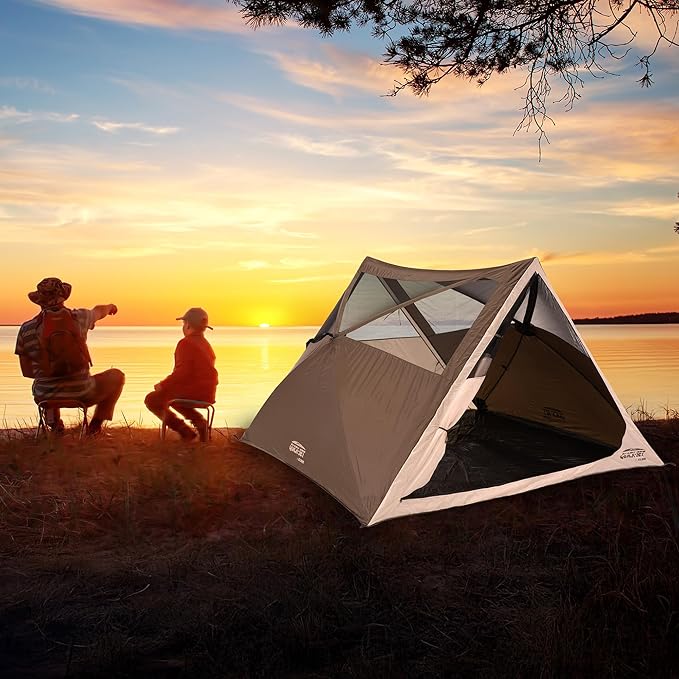 CLAM Quick-Set A-Frame Tent, 8 x 8 Ft Portable Outdoor Hiking Camping Shelter, Apex