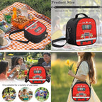 Backpack for Boys with Lunch Box Fire Engine Elementary School Backpack for Boys Large Capacity 4-in-1 Set for Primary Kids Casual Daypack Tote Bags