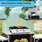 Seeutek Camping Kitchen Table, Aluminum Portable Outdoor Cooking Table, Foldable Camp Table with Windscreen and 3 Storage Cupboards Multifunctional for BBQ, Party, Picnics & Outdoor Brown