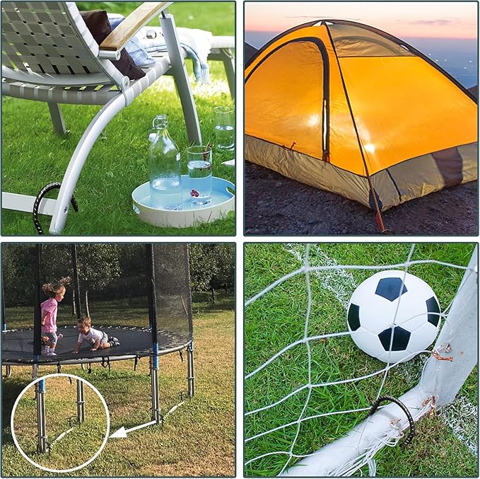Eurmax USA 12 Inch Trampoline Stakes,Heavy Duty Ground Anchors,Trampoline Anchors,U Hook,Tent Stakes for High Wind,Ground Anchor Screw in,Yard Stakes,Galvanized Steel (8 Pack,Black)