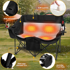 Heated Double Camping Chair with 2 20000mAh Battery Pack, 2 Control Switches 2-Person Loveseat, 550 lbs for Outdoor Sports, Picnics, Rugby Match, Lawn. Make Your Autumn and Winter Warmer