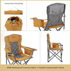 ARROWHEAD OUTDOOR 2-Pack Portable Deluxe Folding Camp Quad Chair w/Headrest, Glass & Cup Holders, Armest 6-can Cooler, Heavy Duty Carry Bag, 550 lbs Weight Capacity