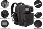 LHI Military Tactical Backpack for Men and Women 45L Army 3 Days Assault Pack Bag Large Rucksack with Molle System - Black With Red Line