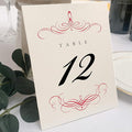 Decadent Flourish Wedding Table Numbers (Select Color/Quantity), Champagne, Ruby Red, 1-110, Double Sided, Tent or Use in a Stand, Great for Parties & Restaurants