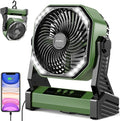 20000mAh Battery Powered Camping Fan, 58Hrs Rechargeable Portable Fan, 400LM Light, 360° Hook, Whisper Quiet Battery Operated Fan for Outdoor Car Travel Hurricane Camping Gear Essentials Power Outages