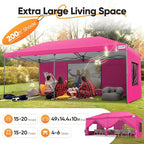 Quictent 10x20 Pop up Canopy with Sidewalls Easy up Canopy Tent Instant Shelter with Windows for Outdoor Event Party