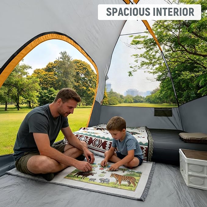 Tents for Camping 6 Person Tent Waterproof Windproof Double Layer Family Camping Tent, Easy Setup Dome Tent with Large Mesh Windows & Wider Door for Outdoor Camping & Hiking