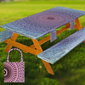 Picnic Table Cover with Bench Covers Vinyl Elastic Edges Fitted Rectangle Seat Tables Waterproof 3-Piece96X30in Set Outdoor Rectangular Folding Backing Tablecloth for Camping Over Size